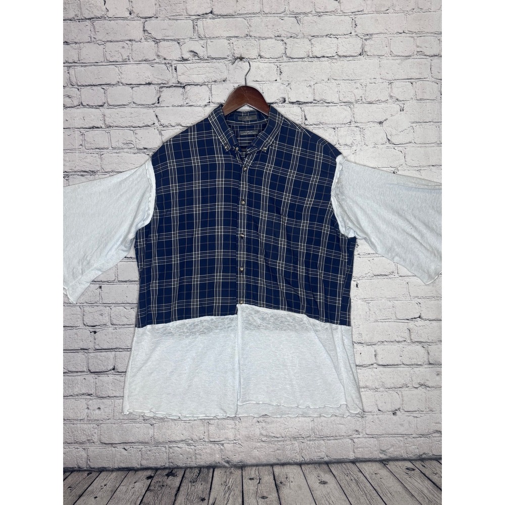 CORUM by VAN HEUSEN Womens XL‎ Plaid Tunic Shirt Button Down Unique Design